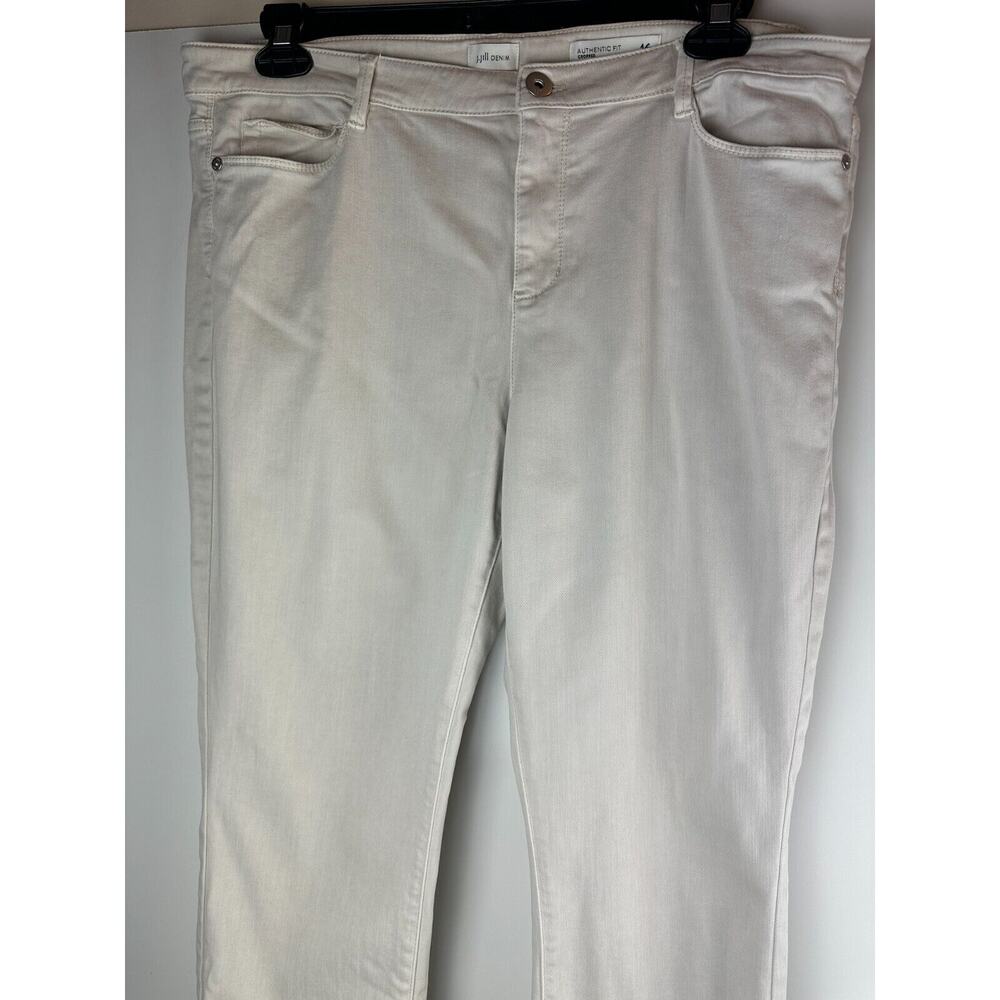 J. Jill Authentic Fit Cropped Jeans Fringe Raw Hem Pebble Cream Plus Size 16 - Picture 5 of 7